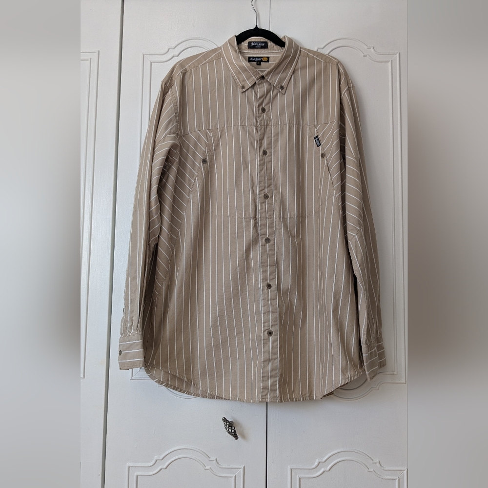 Ecko Unlimited 100% Cotton Men's Beige Striped Button Down Shirt